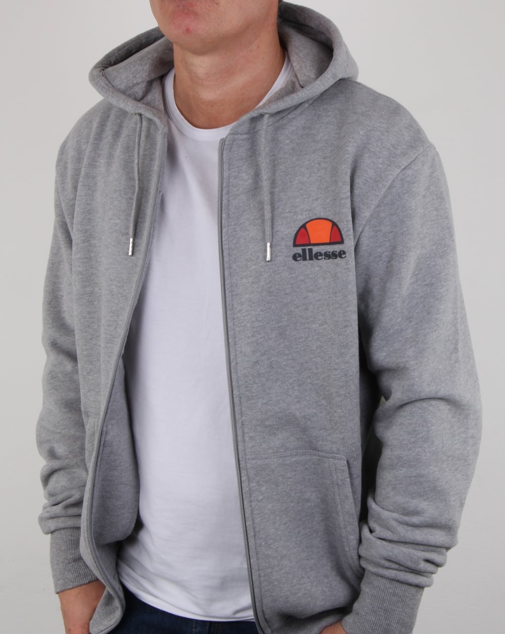 Ellesse – Kapuzenjacke mit durchgehendem Reißverschluss, athletisch, grau