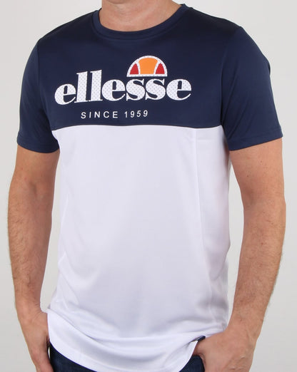 Ellesse – Split T-Shirt Marineblau/Weiß