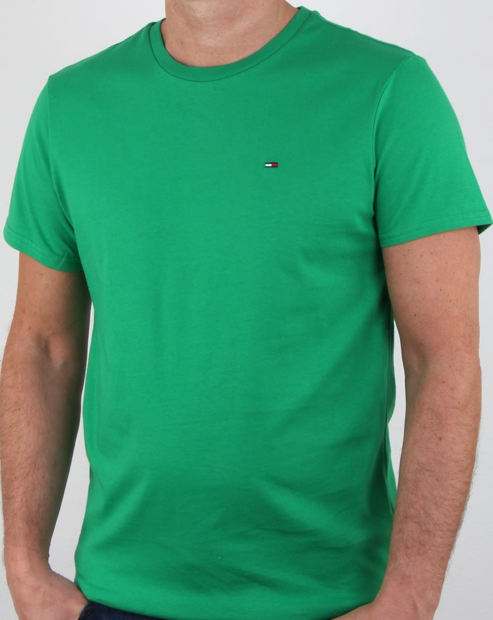 Tommy Hilfiger – T-Shirt aus Baumwolle mit Rundhalsausschnitt, Jellybean-Grün