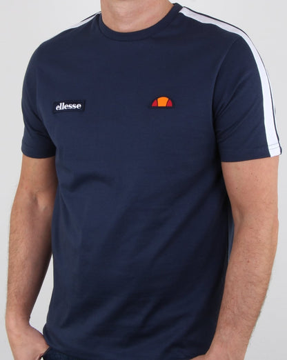Ellesse – T-Shirt mit Schulterstreifen in Marineblau