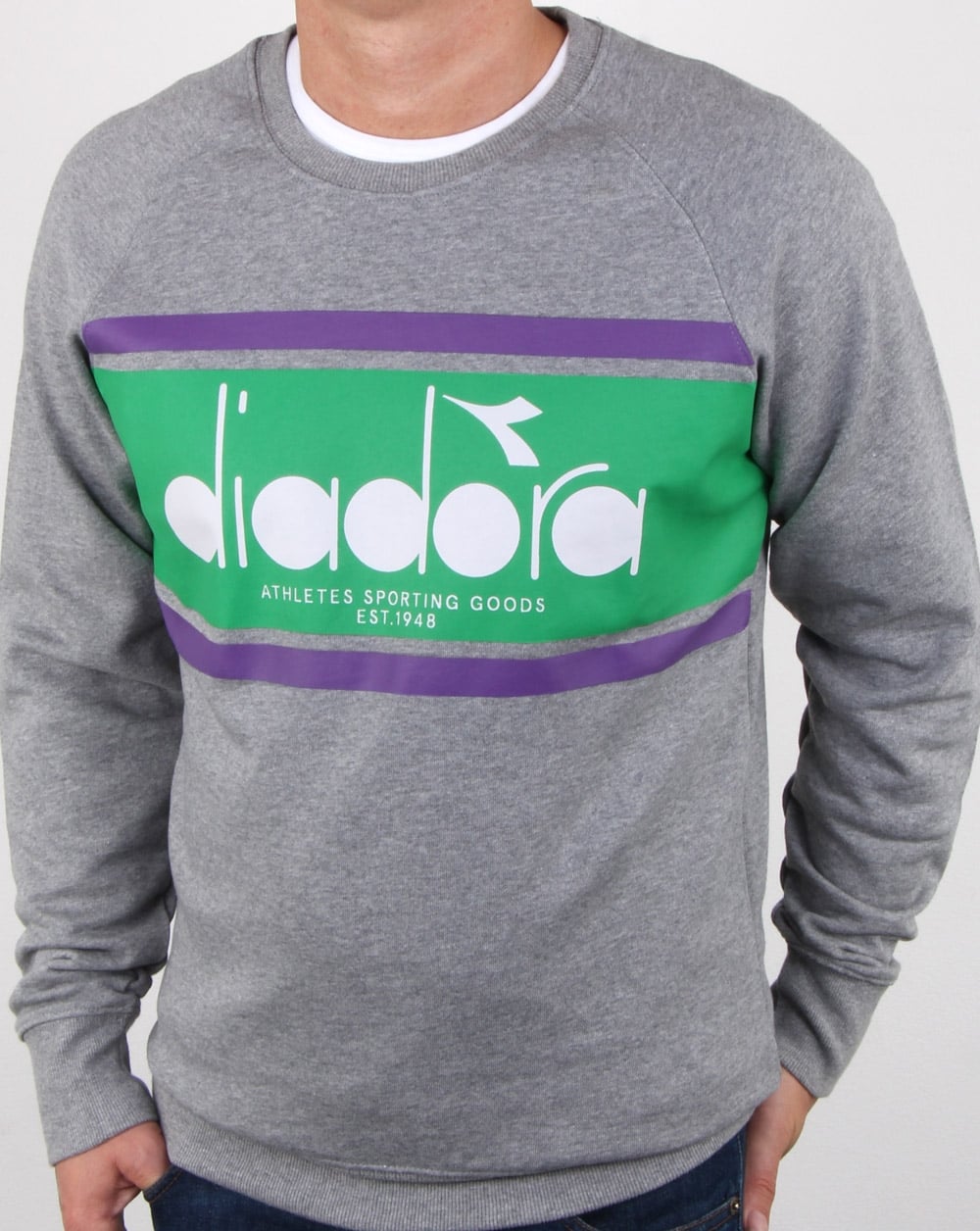 Diadora Spectra Sweatshirt Hellgrau/Hellsmaragdgrün