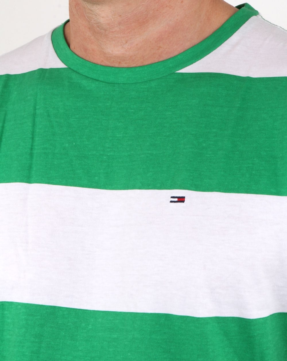Tommy Hilfiger Race Stripe T-Shirt Jellybean Grün und Weiß