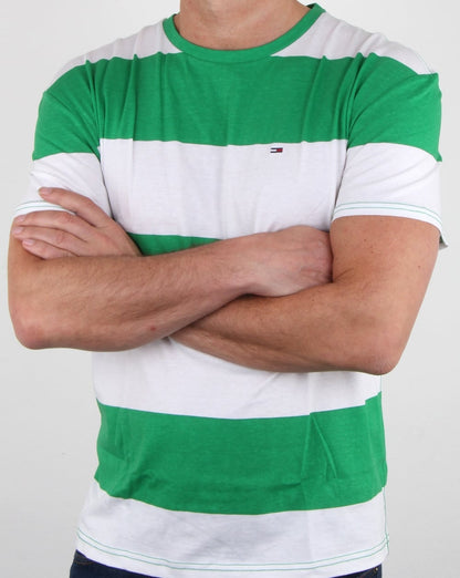 Tommy Hilfiger Race Stripe T-Shirt Jellybean Grün und Weiß