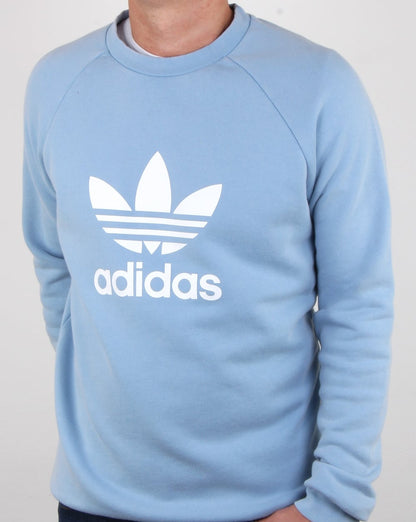 Adidas Originals – Sweatshirt mit Dreiblatt-Print in Himmelblau