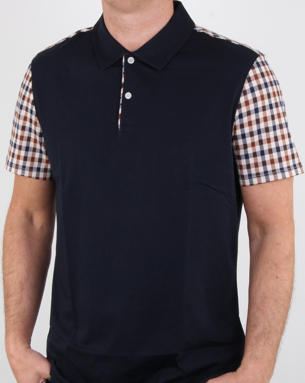 Aquascutum Rutland Poloshirt mit Vicuna-Detail, Marineblau
