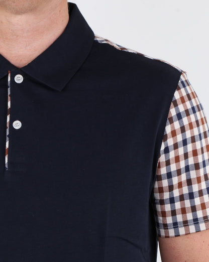 Aquascutum Rutland Poloshirt mit Vicuna-Detail, Marineblau