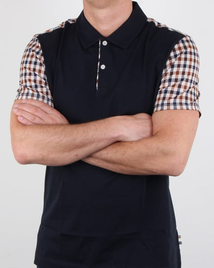 Aquascutum Rutland Poloshirt mit Vicuna-Detail, Marineblau