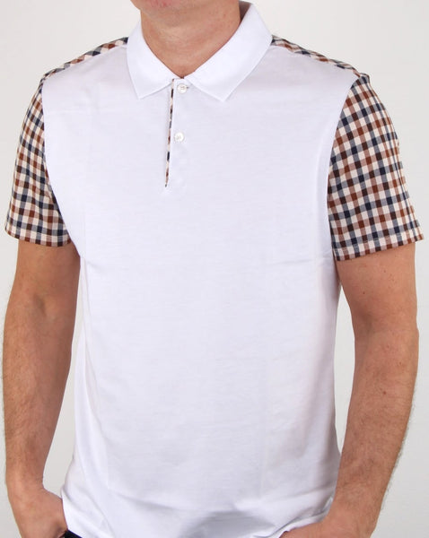 Aquascutum Rutland Vicuna Detail Polo Shirt White