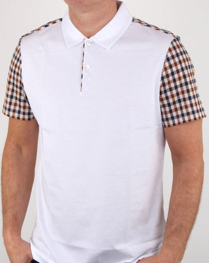 Aquascutum Rutland Poloshirt mit Vicuna-Detail, Weiß