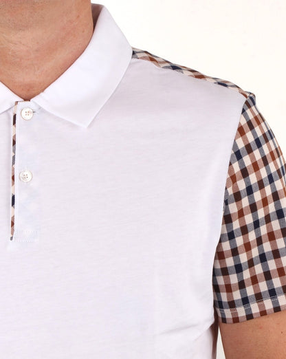 Aquascutum Rutland Poloshirt mit Vicuna-Detail, Weiß