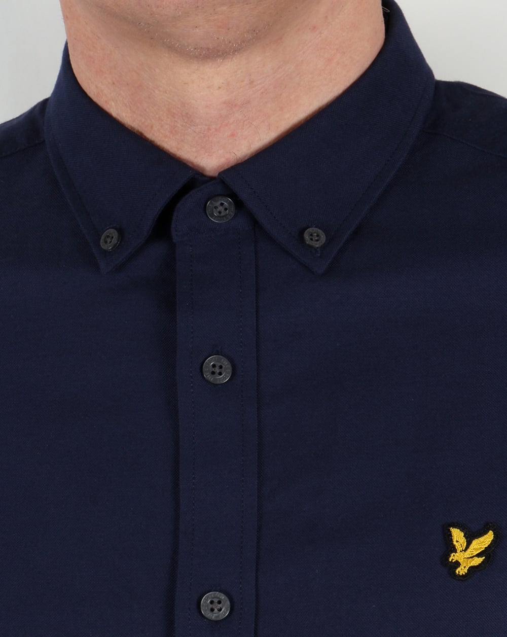 Lyle And Scott Oxford-Hemd mit kurzen Ärmeln, Marineblau mit Knöpfen