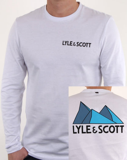 Lyle And Scott Mcgowan – Langärmliges T-Shirt mit Grafik in Weiß