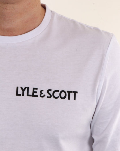 Lyle And Scott Mcgowan – Langärmliges T-Shirt mit Grafik in Weiß