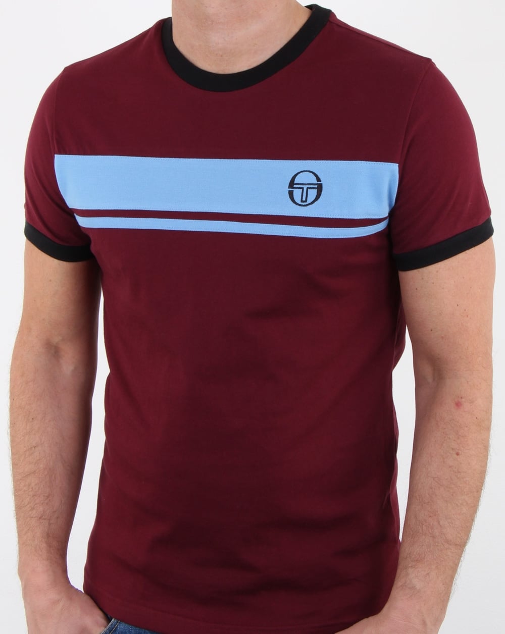 Sergio Tacchini Masters T-Shirt Weinrot/Himmelblau