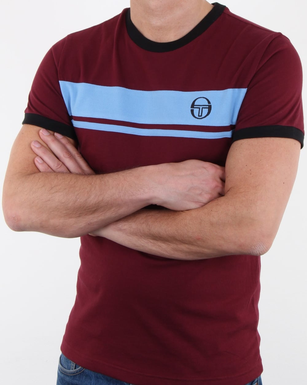 Sergio Tacchini Masters T-Shirt Weinrot/Himmelblau
