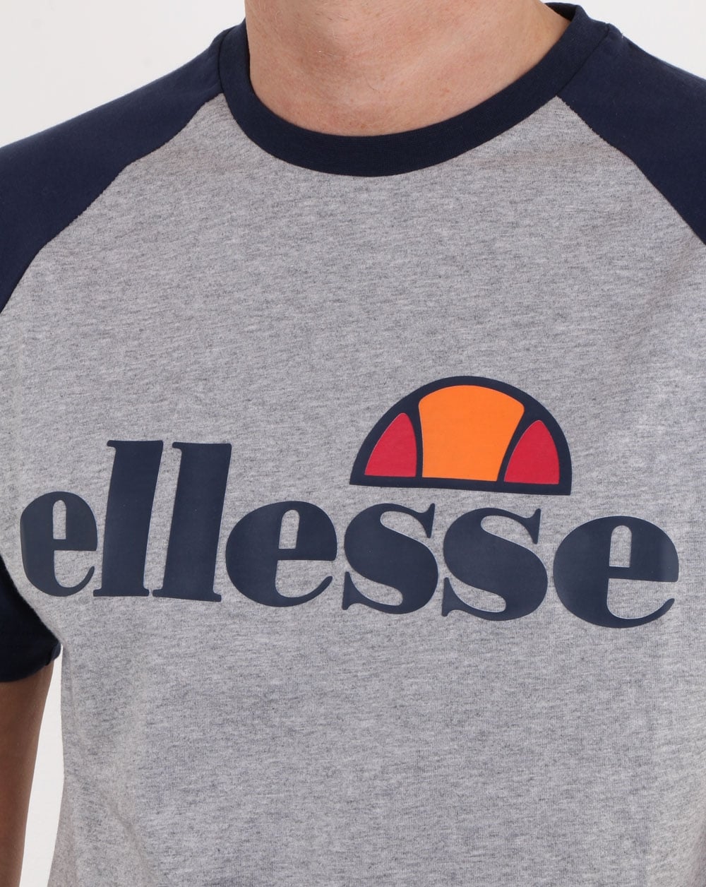 Ellesse Contrast T Shirt Grey Marl Navy