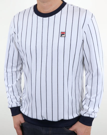Fila Vintage – Sweatshirt mit Veloursstreifen in Weiß