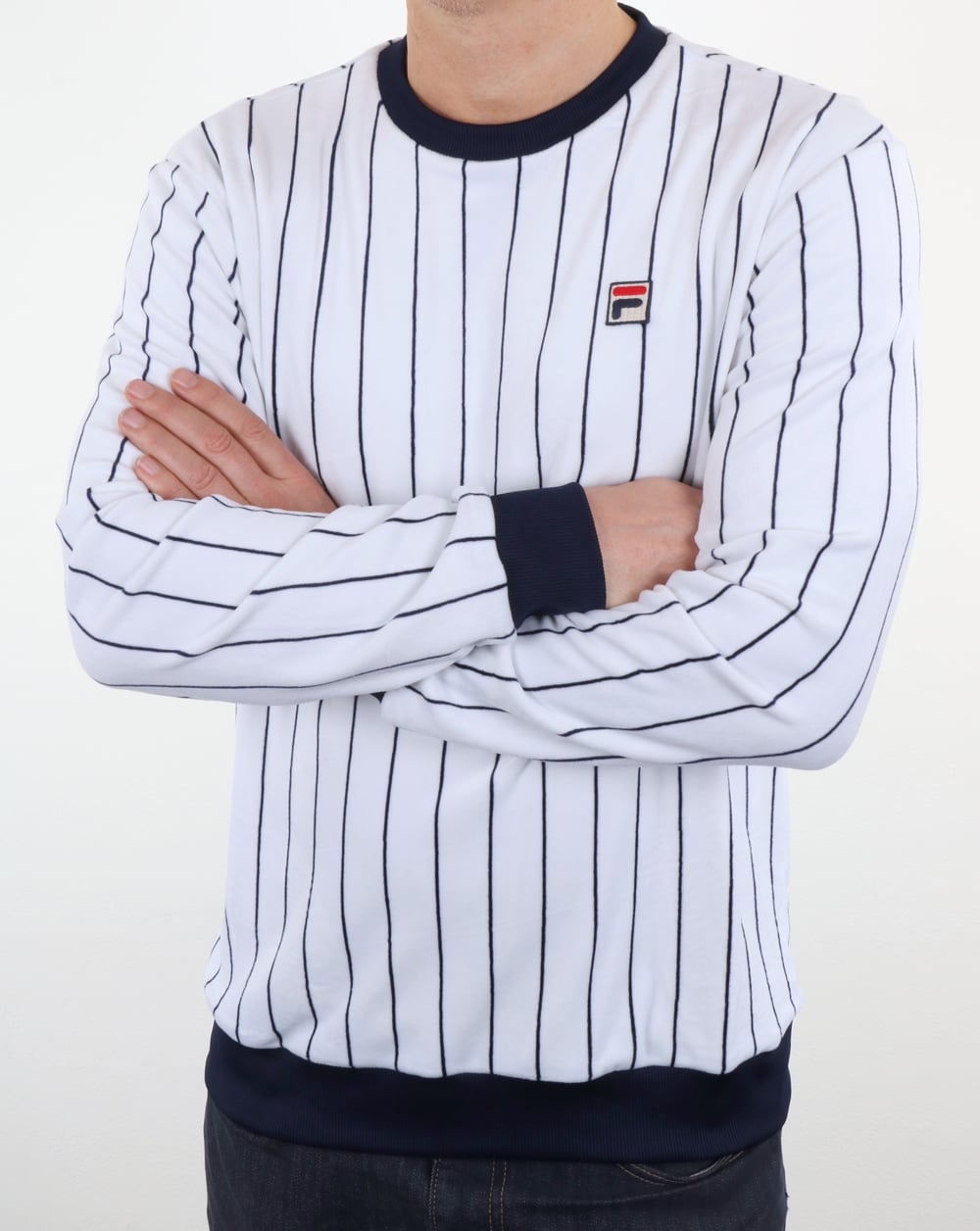 Fila Vintage – Sweatshirt mit Veloursstreifen in Weiß