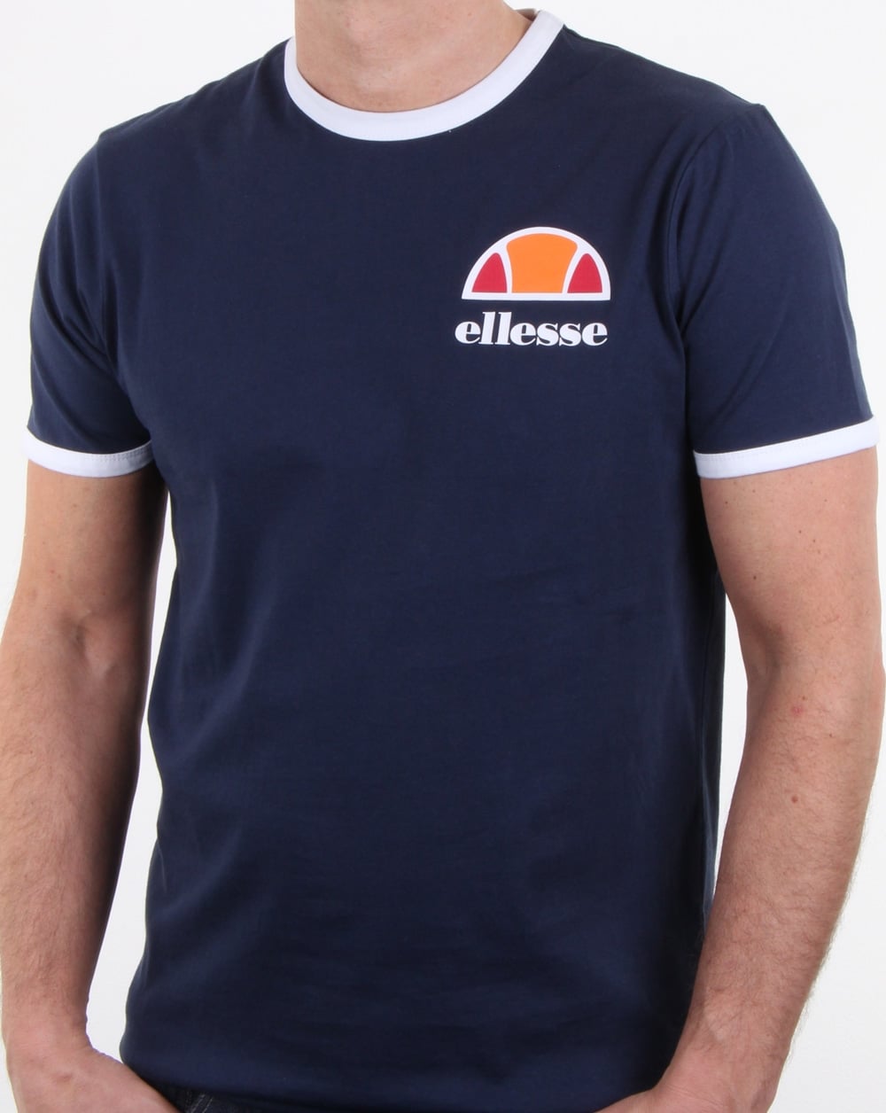 Ellesse – Ringer-T-Shirt in Marineblau