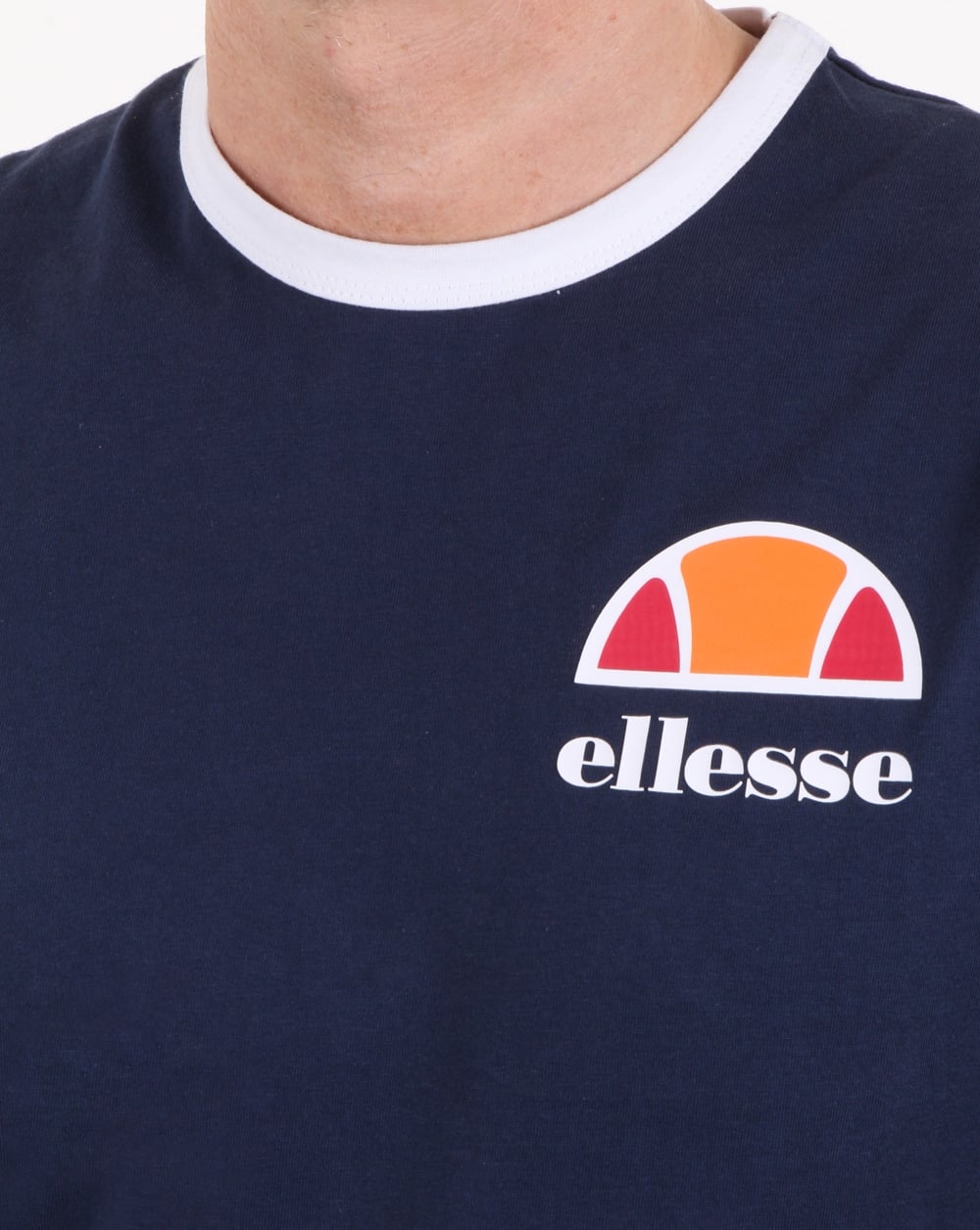 Ellesse – Ringer-T-Shirt in Marineblau