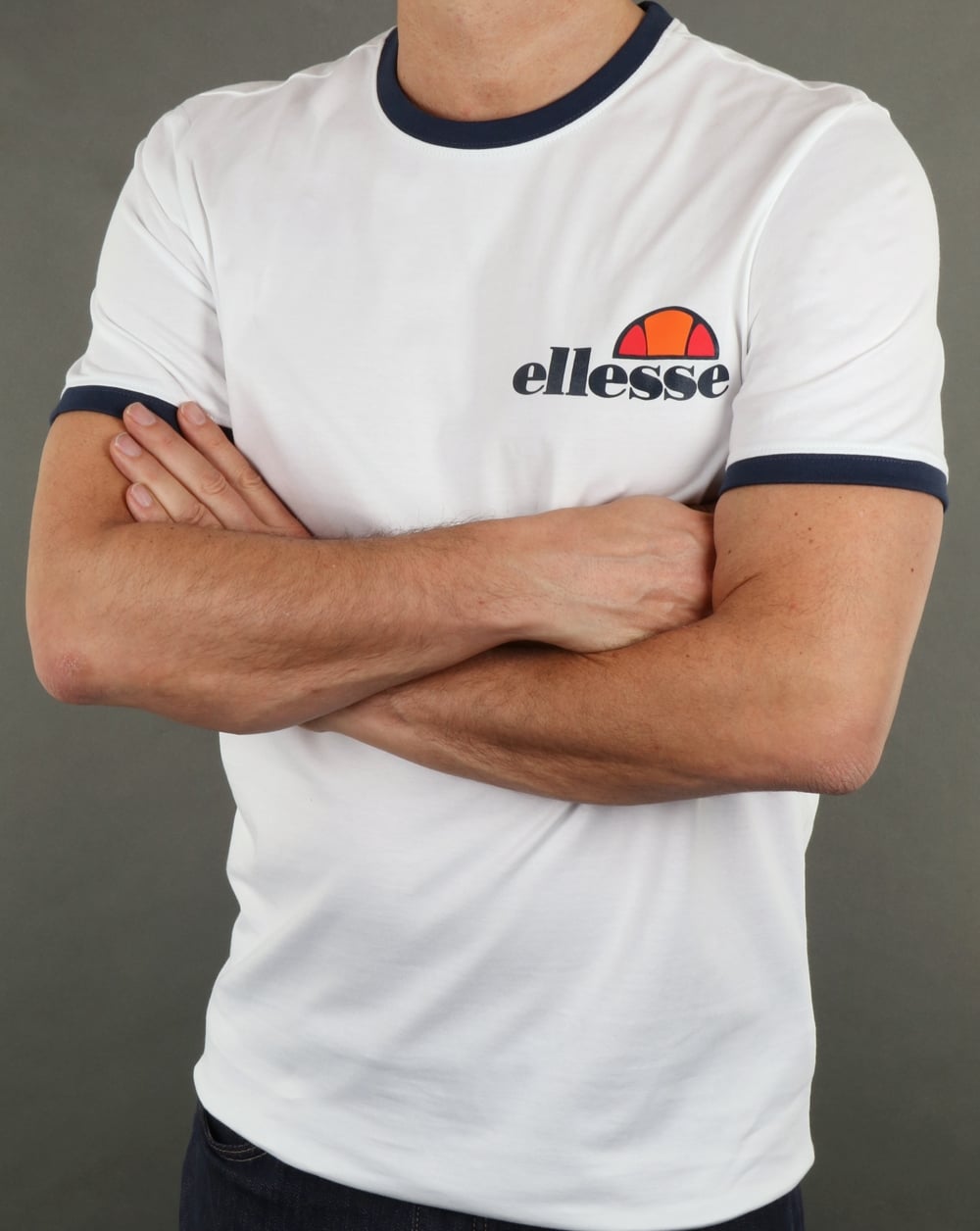 Ellesse – Ringer-T-Shirt in Weiß