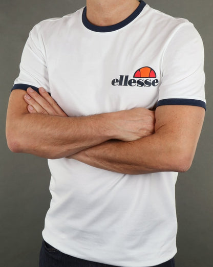 Ellesse – Ringer-T-Shirt in Weiß