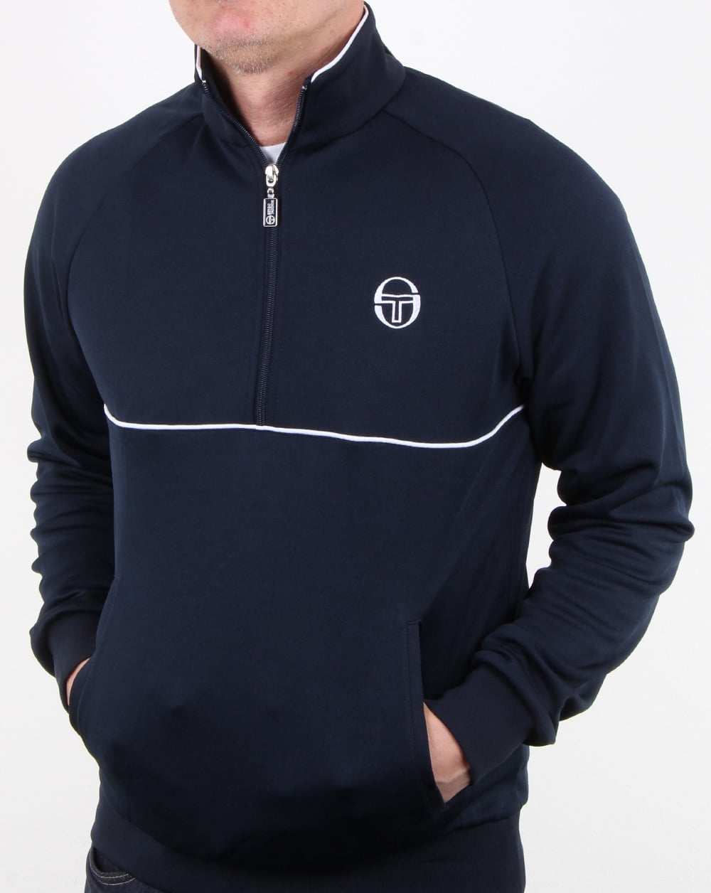 Sergio Tacchini Orion Trainingsjacke mit halbem Reißverschluss, Marineblau/Weiß