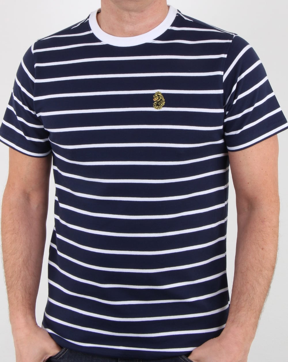Luke Finn – T-Shirt mit feinen Streifen, Marineblau