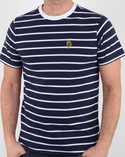 Luke Finn – T-Shirt mit feinen Streifen, Marineblau