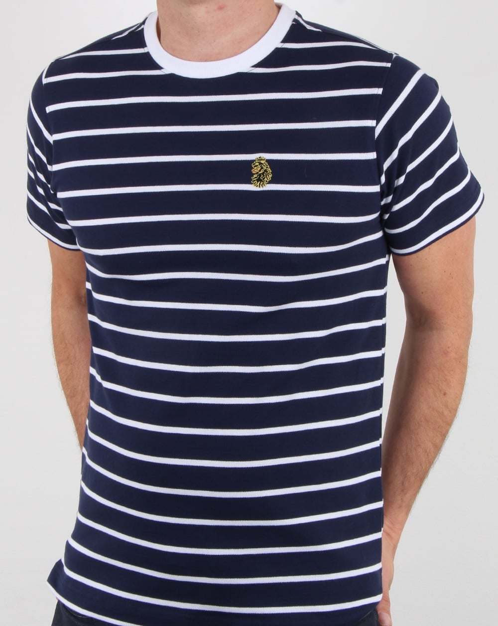 Luke Finn – T-Shirt mit feinen Streifen, Marineblau