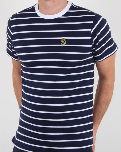 Luke Finn – T-Shirt mit feinen Streifen, Marineblau