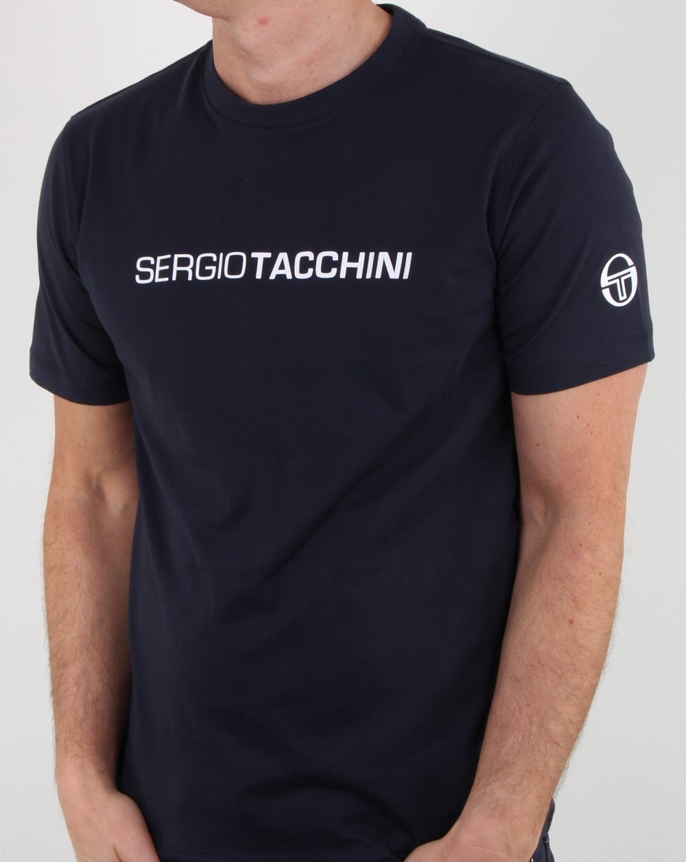 Sergio Tacchini T-Shirt mit linearem Logo, Marineblau