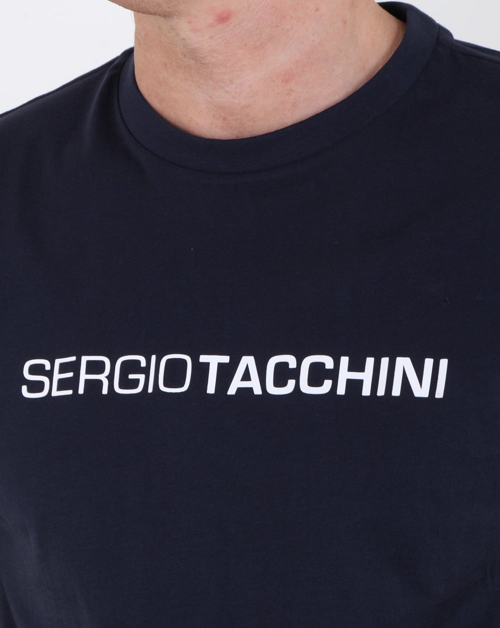 Sergio Tacchini T-Shirt mit linearem Logo, Marineblau
