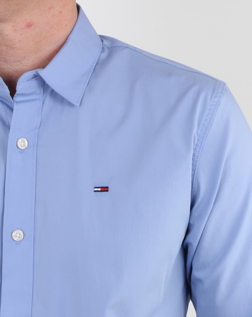 Tommy Hilfiger Baumwoll-Stretch-Hemd, tiefes Himmelblau