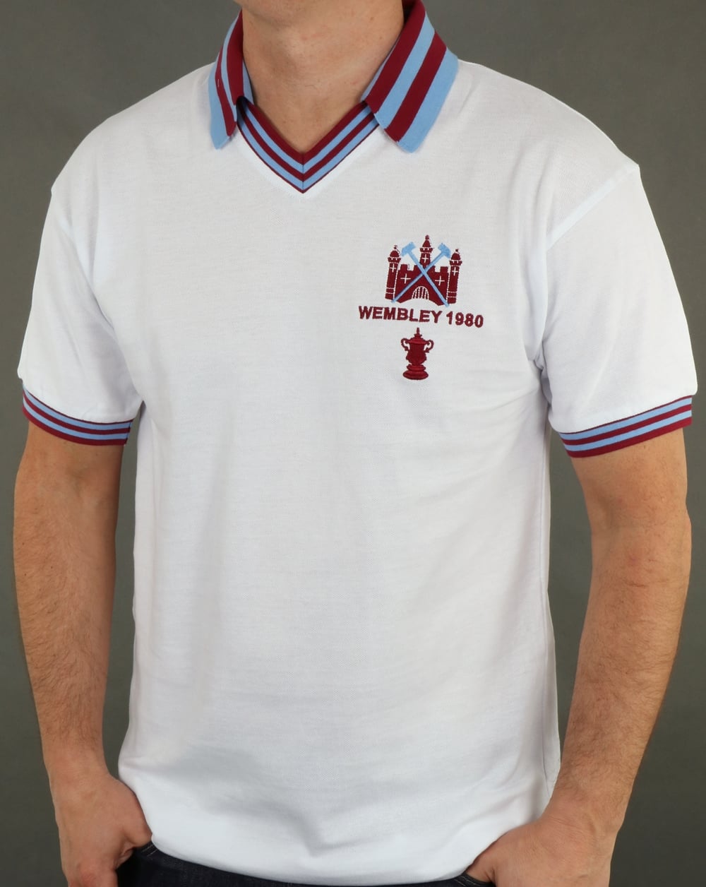 80er Casual Classics West Ham 1980 FA Cup Finale Retro-Fußballtrikot Weiß