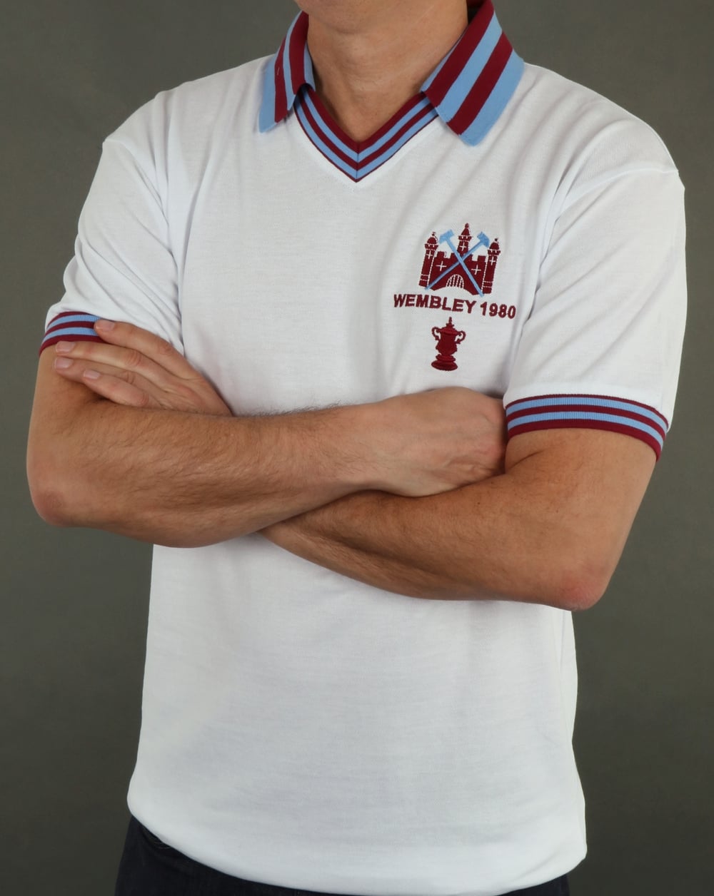 80er Casual Classics West Ham 1980 FA Cup Finale Retro-Fußballtrikot Weiß