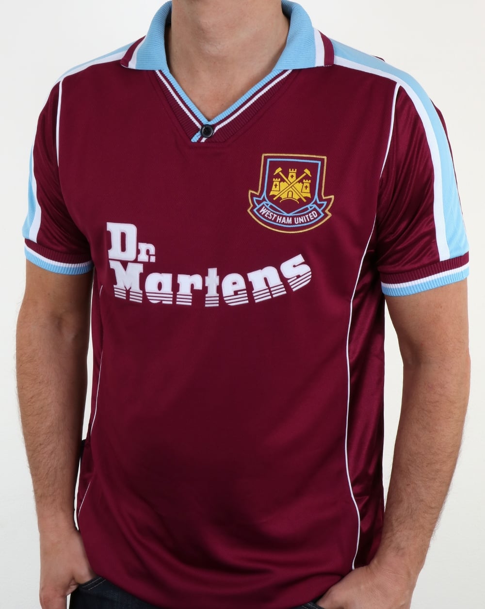 80er Casual Classics West Ham 2000 Retro-Fußballtrikot, Weinrot