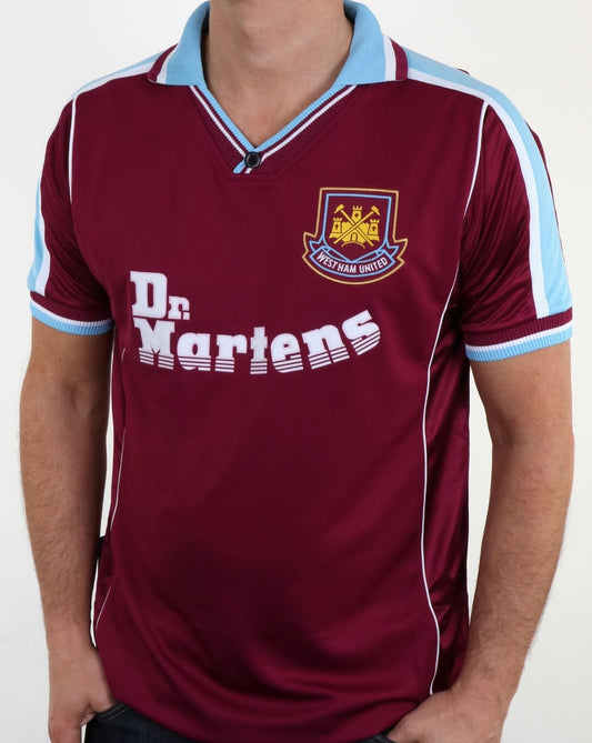 80er Casual Classics West Ham 2000 Retro-Fußballtrikot, Weinrot