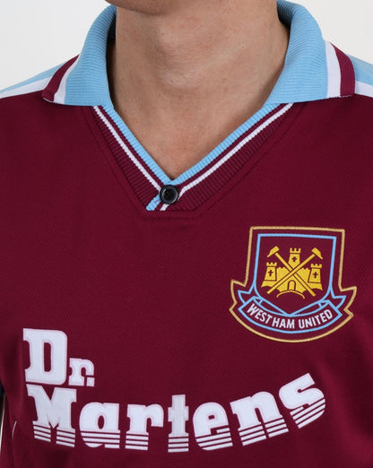 80er Casual Classics West Ham 2000 Retro-Fußballtrikot, Weinrot