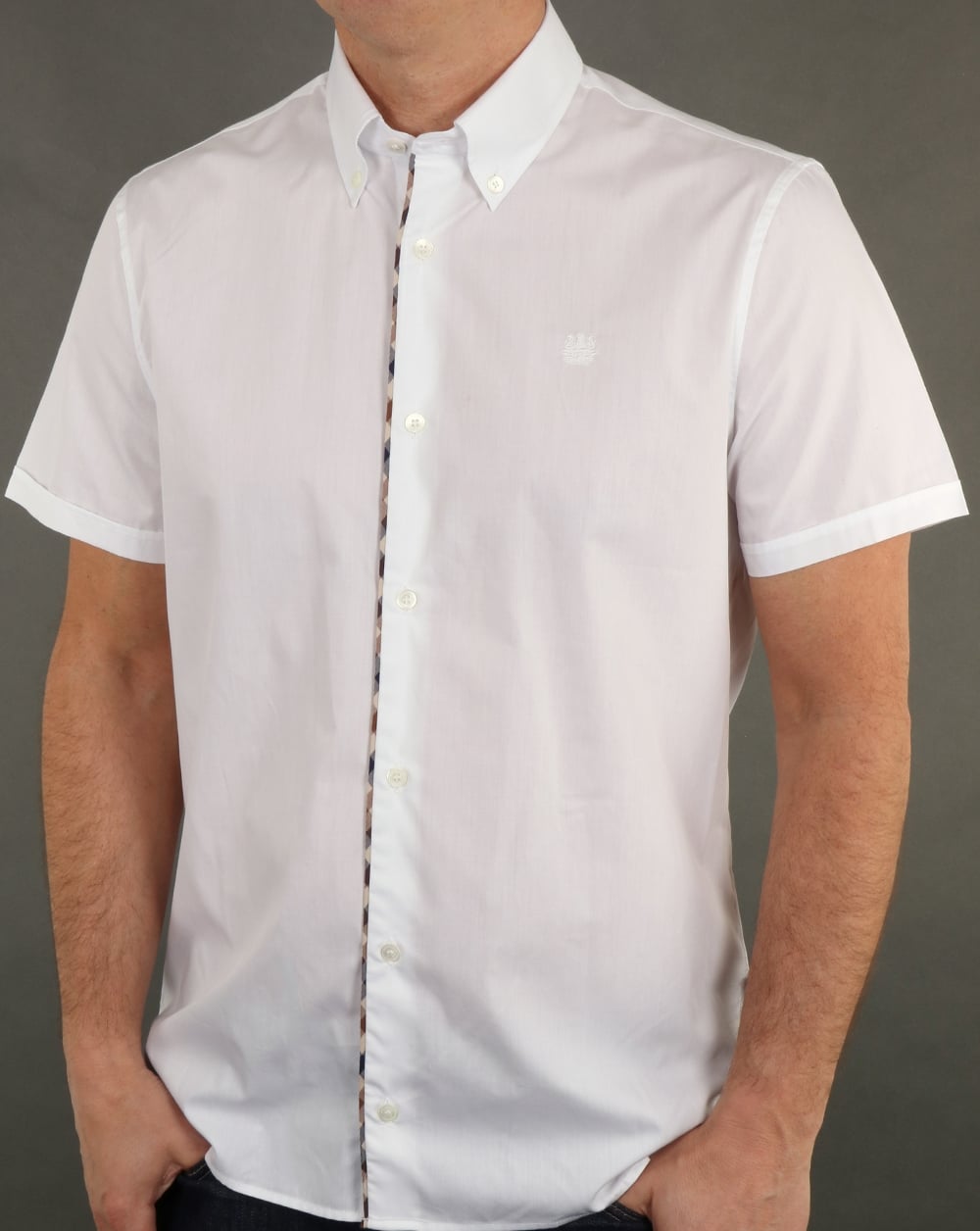 Aquascutum Kedge Check Trim Hemd Weiß