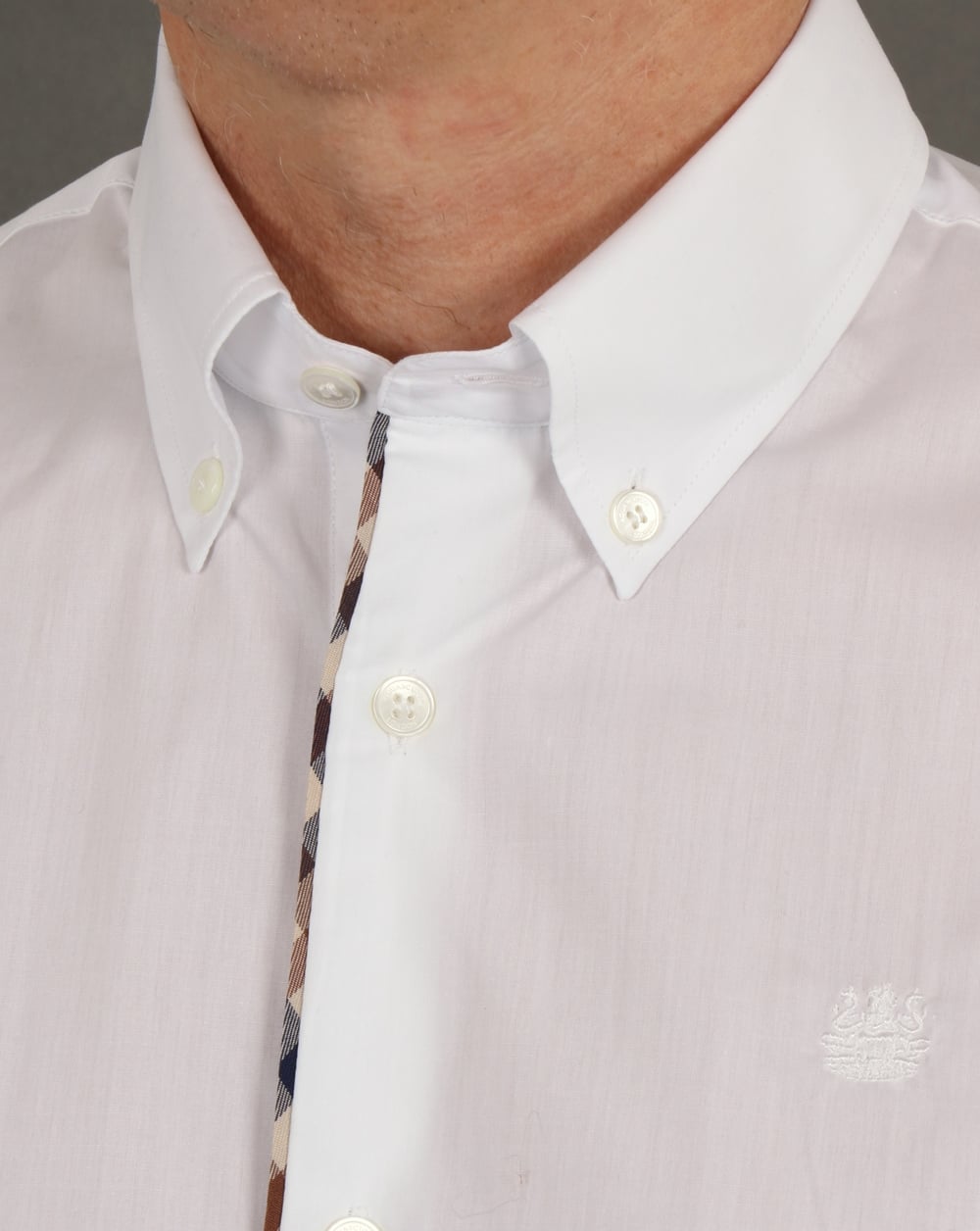 Aquascutum Kedge Check Trim Hemd Weiß