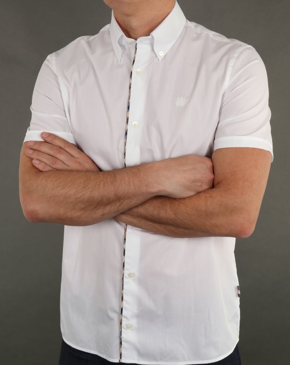 Aquascutum Kedge Check Trim Hemd Weiß
