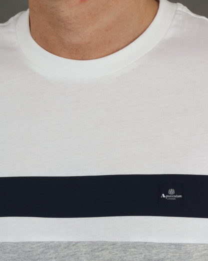 Aquascutum Roeburn Blockfarben-Streifen-T-Shirt Weiß