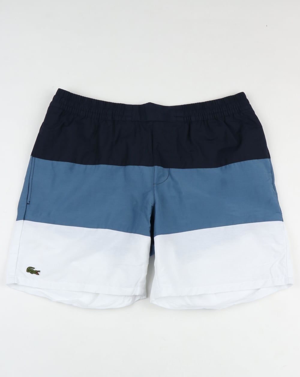Lacoste Badeshorts mit Blockstreifen Marineblau/Blau/Weiß