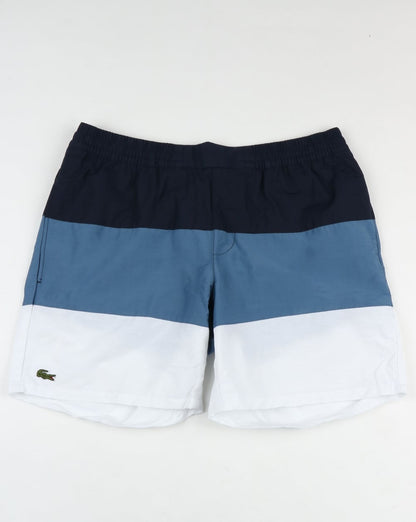 Lacoste Badeshorts mit Blockstreifen Marineblau/Blau/Weiß