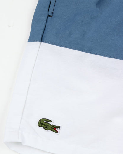 Lacoste Badeshorts mit Blockstreifen Marineblau/Blau/Weiß
