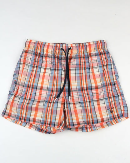 Gant Pastel Check Badeshorts Koralle