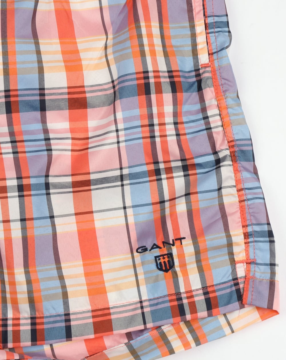 Gant Pastel Check Badeshorts Koralle