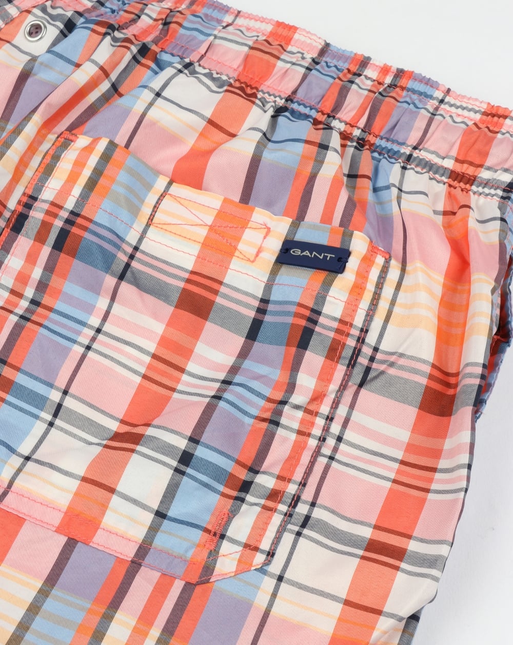 Gant Pastel Check Badeshorts Koralle