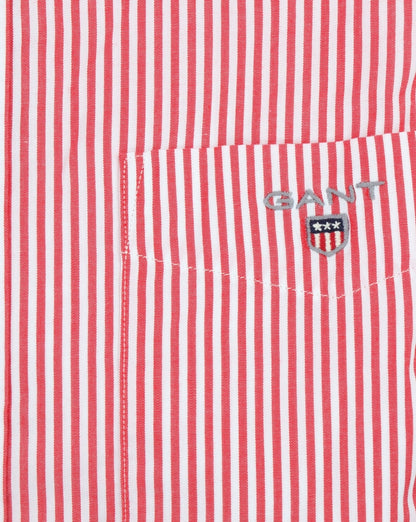 Gant Poplin Banker Gestreiftes Hemd Hellrot